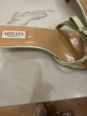 Arteana Mint Green Leather Slide Heels